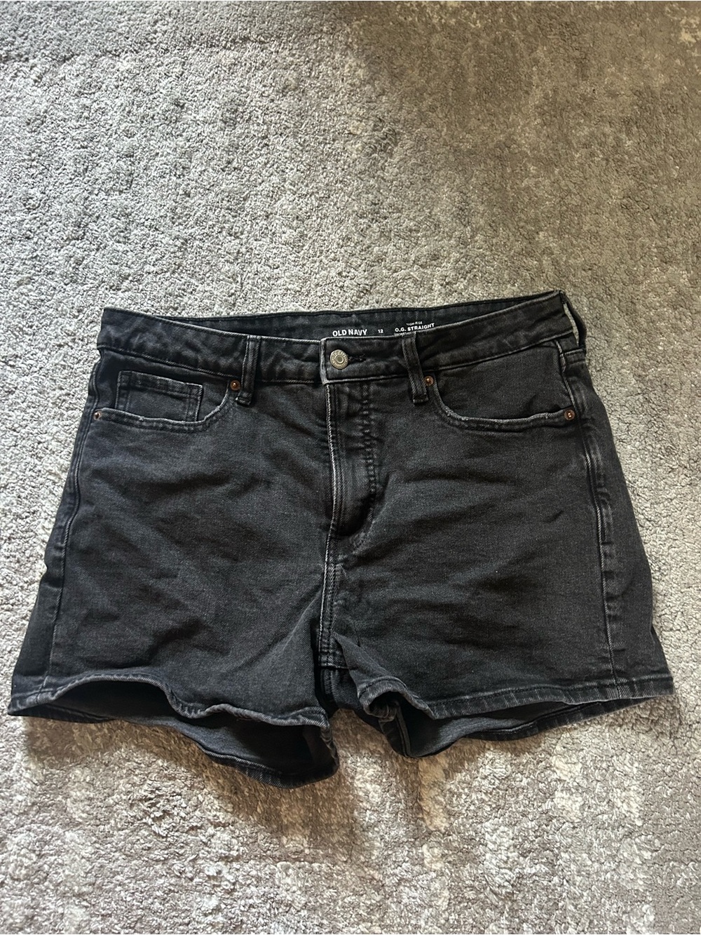 Old Navy Black Women's OG Straight High Rise Denim Shorts